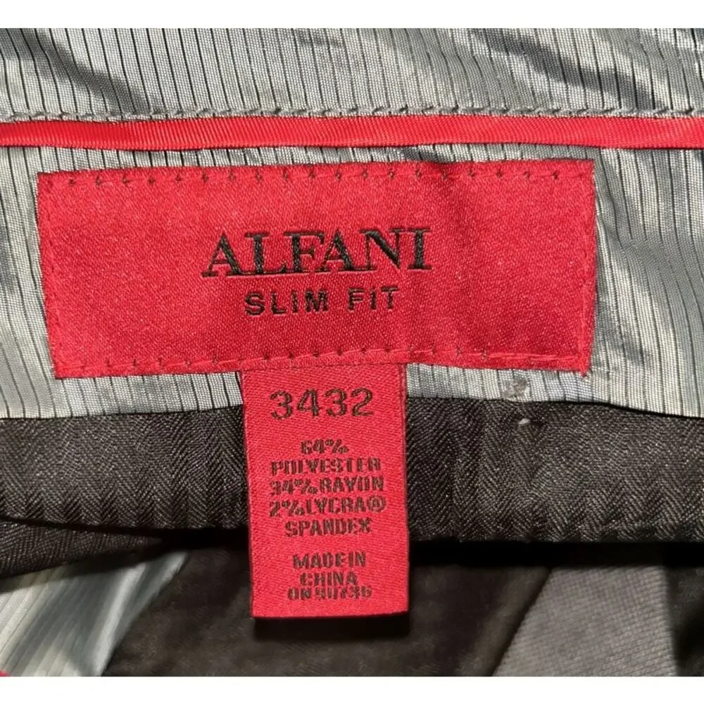 NWT Alfani Slim Fit Performance Stretch Gray Suit 42L & 34X32